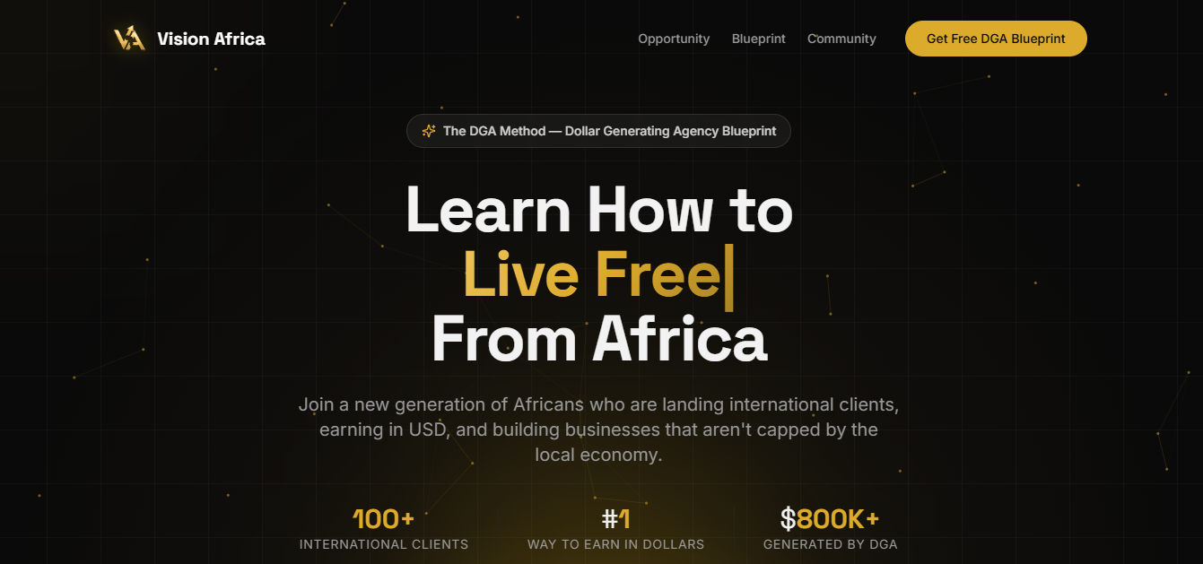 Vision Africa website homepage