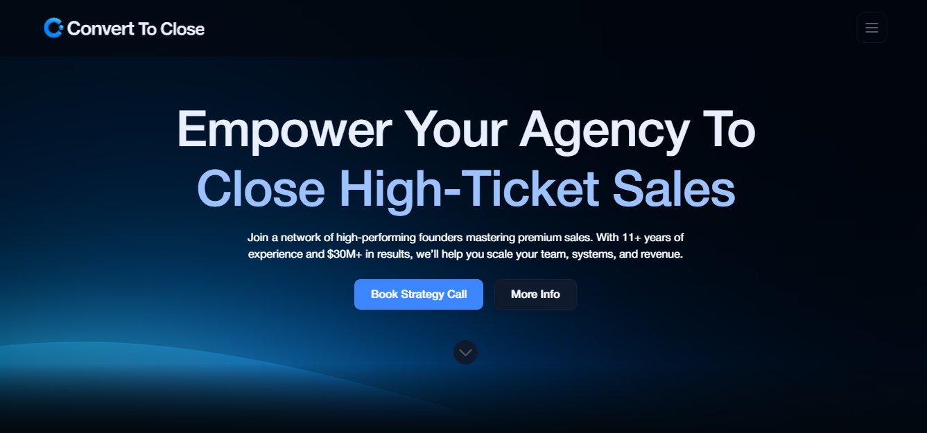 Convert To Close website homepage